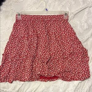 Floral Red Skirt